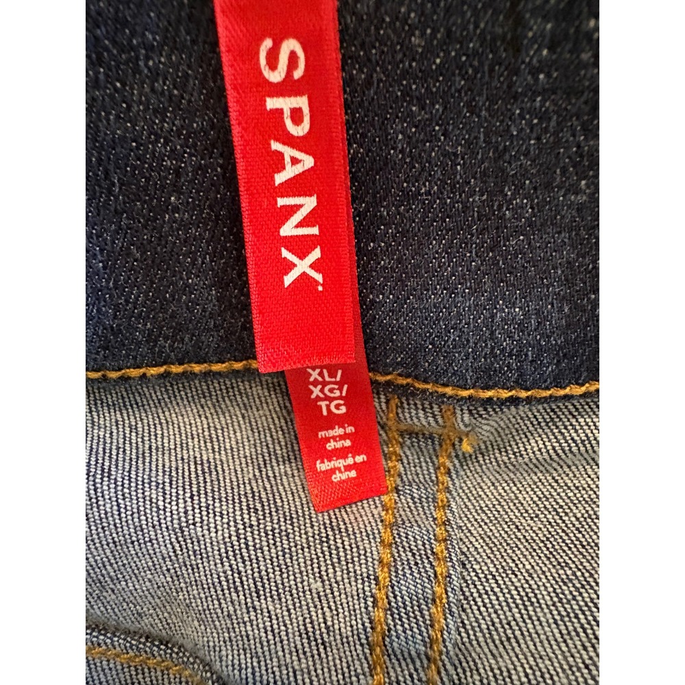 Spanx Flare Jeans Dark Wash Indigo Pull On High Rise Stretch Denim XL - Picture 3 of 9